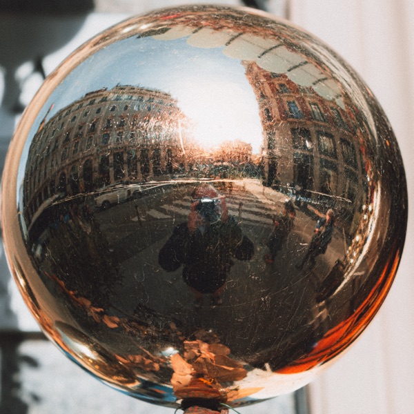 Peter Jonker self-portrait reflected in a Barcelona mirror ball